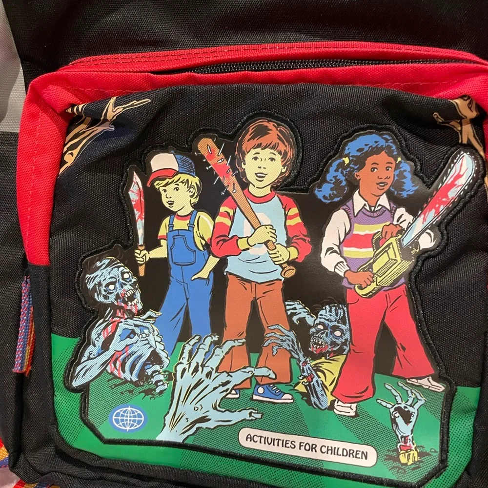 Zombie Apocalypse Backpack 70s 80s 90s Y2K Retro Halloween Spooky Goth Horror - Picture 2 of 7